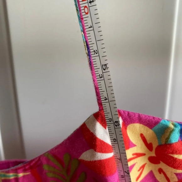 Tommy Hilfiger Hot Pink Floral Sheath Cotton Dress Sz 10 Spaghetti Strap Bright - Picture 7 of 8